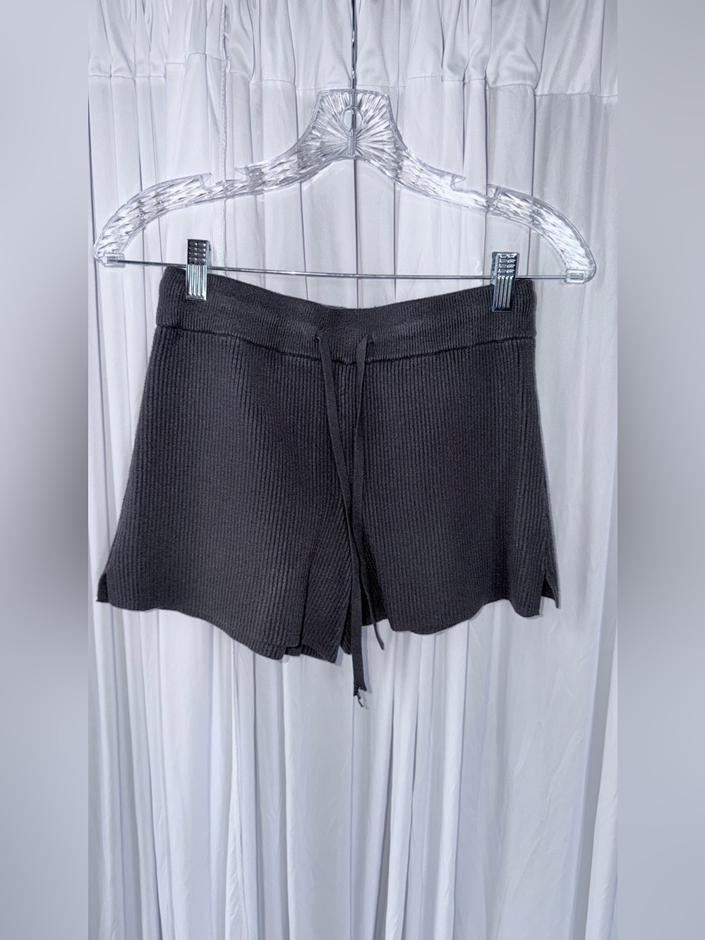Abercrombie & Fitch Black Ribbed Knit Drawstring Lounge Shorts